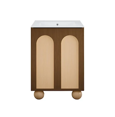 Swiss Madison Plaisir Ii 24" Freestanding Bathroom Vanity in Brown Oak with Sink Top