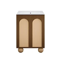 Swiss Madison Plaisir Ii 24" Freestanding Bathroom Vanity in Brown Oak with Sink Top