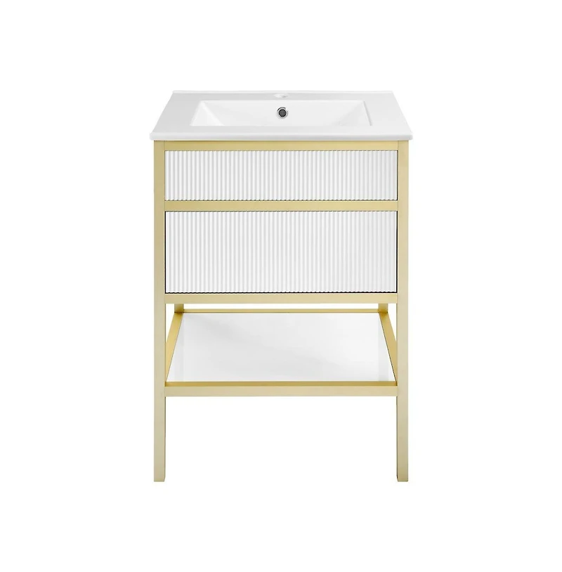 Swiss MadisonCache 24" Freestanding Bathroom Vanity in White with Sink Top