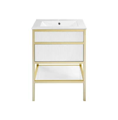 Swiss MadisonCache 24" Freestanding Bathroom Vanity in White with Sink Top