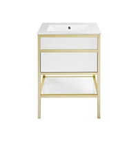 Swiss MadisonCache 24" Freestanding Bathroom Vanity in White with Sink Top