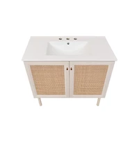 Swiss Madison 36" Freestanding Bathroom Vanity in White Oak with 3-Hole Widespread Sink Top