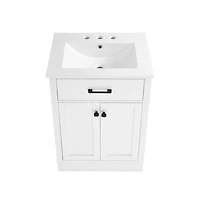 Swiss Madison Burdon 24" Freestanding Bathroom Vanity in White with 3-Hole Centerset Sink Top