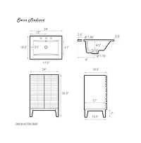 Swiss Madison Cascade 24 in. Black Oak Bathroom Vanity With Black, 3-Hole Ceramic Sink Top