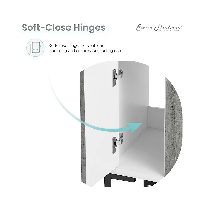 Swiss Madison Marseille 24 Single, Two Doors, Open Shelf Bathroom Vanity