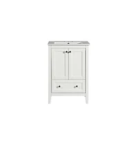 Swiss Madison Cannes 24 in. White Bathroom Vanity With White, 3-Hole Ceramic Sink Top