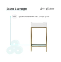 Swiss Madison Pierre 19.5 Single, Freestanding, Open Shelf, Gold Metal Frame Bathroom Vanity