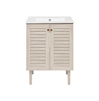 Swiss Madison 24" Freestanding Bathroom Vanity in White Oak with 3-Hole Widespread Sink Top