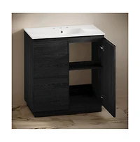 Swiss Madison 36" Freestanding Bathroom Vanity in Black Oak with 3-Hole Widespread Sink Top