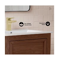 Swiss Madison Nadar 24" Freestanding Bathroom Vanity in Brown Oak with Sink Top