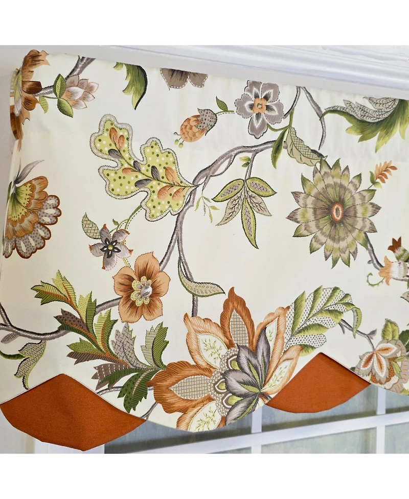 Rlf Home 100% Cotton Zanzibar Petticoat With Poly/Cotton lining Rod Pocket Valance 50" x 17" Orange