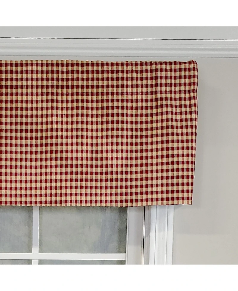 Rlf Home Rusty Check Tailored 100% Cotton with Fully Lined 3" Rod Pocket Valnance for Windows 50" x 14" Red