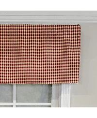 Rlf Home Rusty Check Tailored 100% Cotton with Fully Lined 3" Rod Pocket Valnance for Windows 50" x 14" Red