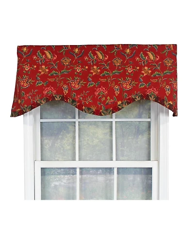 Rlf Home Norwell Ruffled Cornice 100% Cotton with Fully Lined 3" Rod Pocket Valnance for Windows 50" x 17" Red