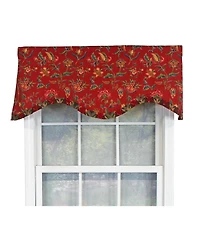 Rlf Home Norwell Ruffled Cornice 100% Cotton with Fully Lined 3" Rod Pocket Valnance for Windows 50" x 17" Red