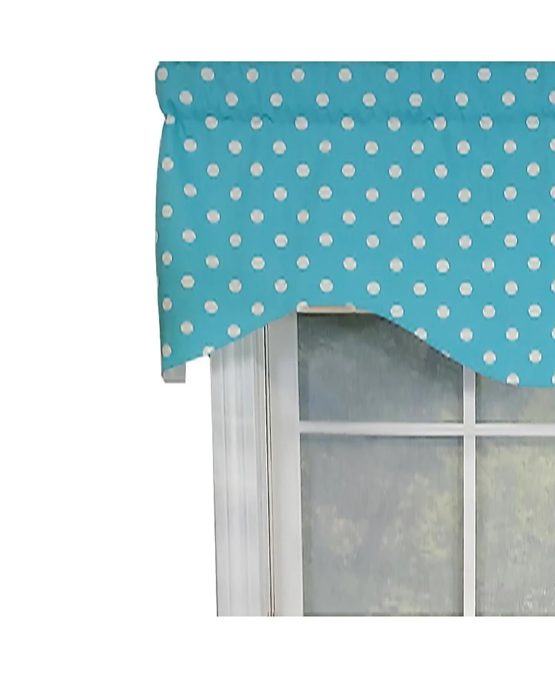 Rlf Home Polka Dot Cornice 100% Cotton with Fully Lined 3" Rod Pocket Valnance for Windows 50" x 17" Baby Blue