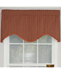 Rlf Home Olivia Stripe Trimmed Cornice 100% Cotton with Fully Lined 3" Rod Pocket Valnance for Windows 50" x 17" Multi