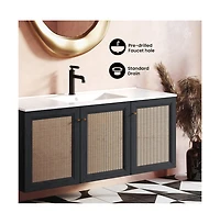 Classe 48" Wall-Mounted Bathroom Vanity in Black Oak