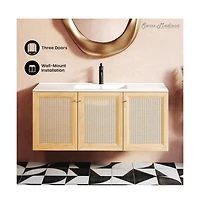 Swiss Madison Classe 48" Wall-Mounted Bathroom Vanity in Natural Oak