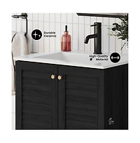 Swiss Madison Bron 24" Freestanding Bathroom Vanity in Black Oak with Sink Top