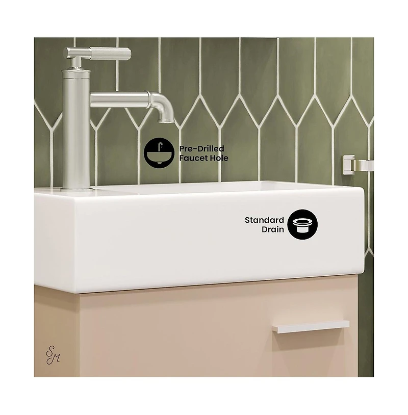 Swiss Madison Colmer 18" Wall-Mounted Bathroom Vanity in Sandstone