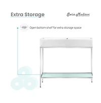 Swiss Madison Pierre 40 Single, Freestanding, Open Shelf, Chrome Metal Frame Bathroom Vanity