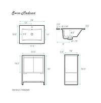 Swiss Madison Marseille 24 in. White Bathroom Vanity With Black Ceramic Sink Top