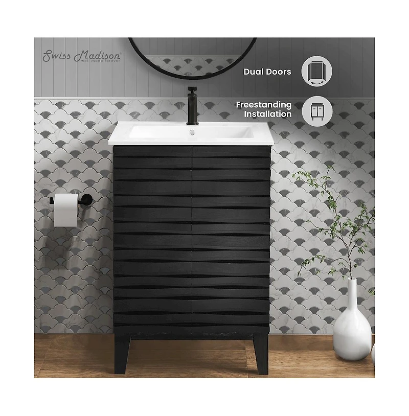 Swiss Madison Cascade 24" Bathroom Vanity in Black