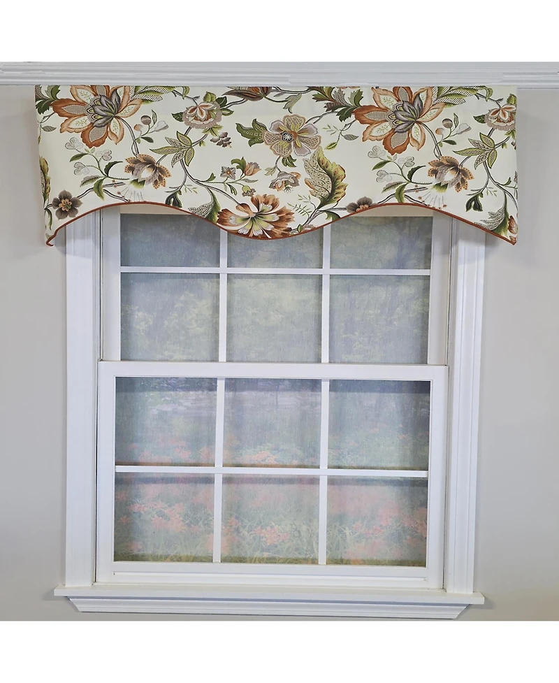 Rlf Home 100% Cotton Zanzibar Cornice With Poly/Cotton lining Rod Pocket Valance 50" x 17" Orange