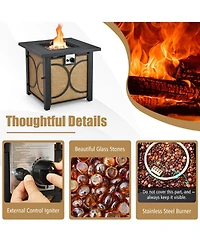 28 Inch 50000 Btu Outdoor Square Fire Pit Table with Cover
