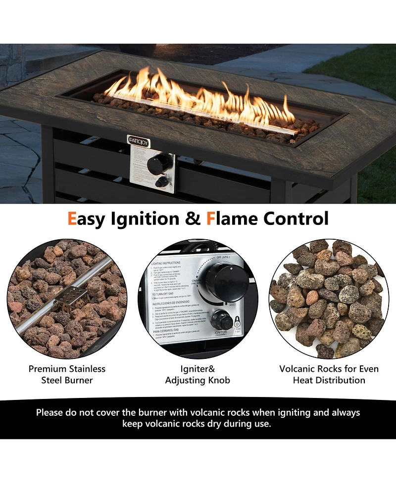 42 Inch 50000 Btu Propane Fire Pit Table with Ore Powder Surface