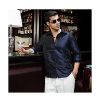 Campus Sutra Men's Navy Blue Abstract-Woven Shirt
