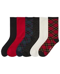Lauren Ralph Lauren Women's 6-Pack Holiday Plaid Crew Socks