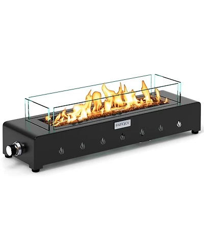 Portable Mini Fireplace with Wind Guard and Stainless Steel Burner