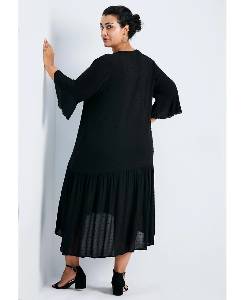Avenue Women's Vicki Textured Dobby Bell Sleeve Dress