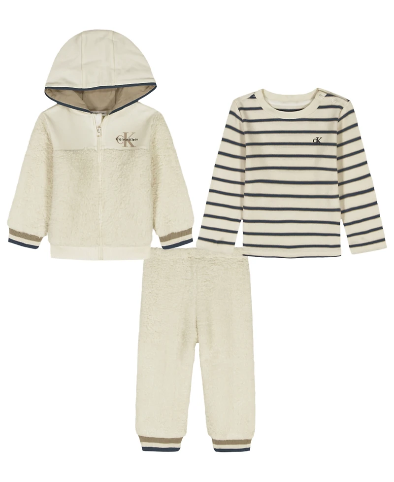 Calvin Klein Baby Boys T-Shirt, Hoodie and Pants, 3-Piece Set