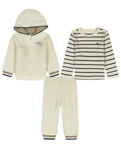 Calvin Klein Baby Boys T-Shirt, Hoodie and Pants, 3-Piece Set