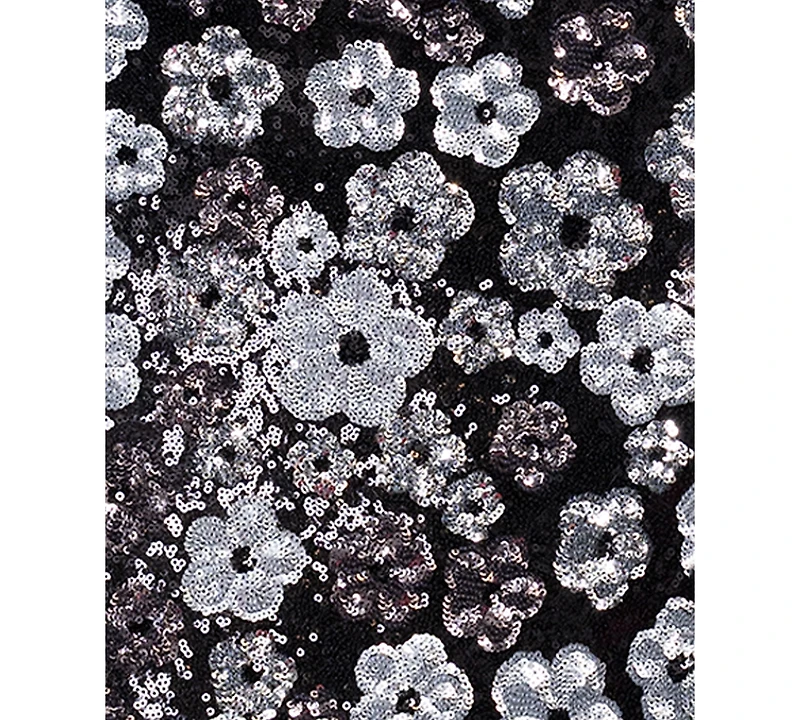 Betsy & Adam Women's Sequin All-Over Flower Long Dress