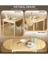 Homcom 55" Wood Kitchen Table, Drop Leaf Tables for Small Spaces, Natural