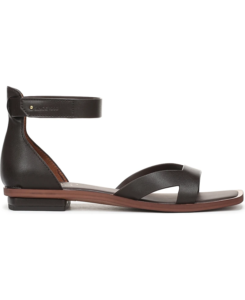 Franco Sarto Women's Elisa Open Square Toe Ankle Strap Flat Sandals