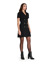 Tahari Asl Women's Double Breasted Pleat Hem Short-Sleeve Coat Dress