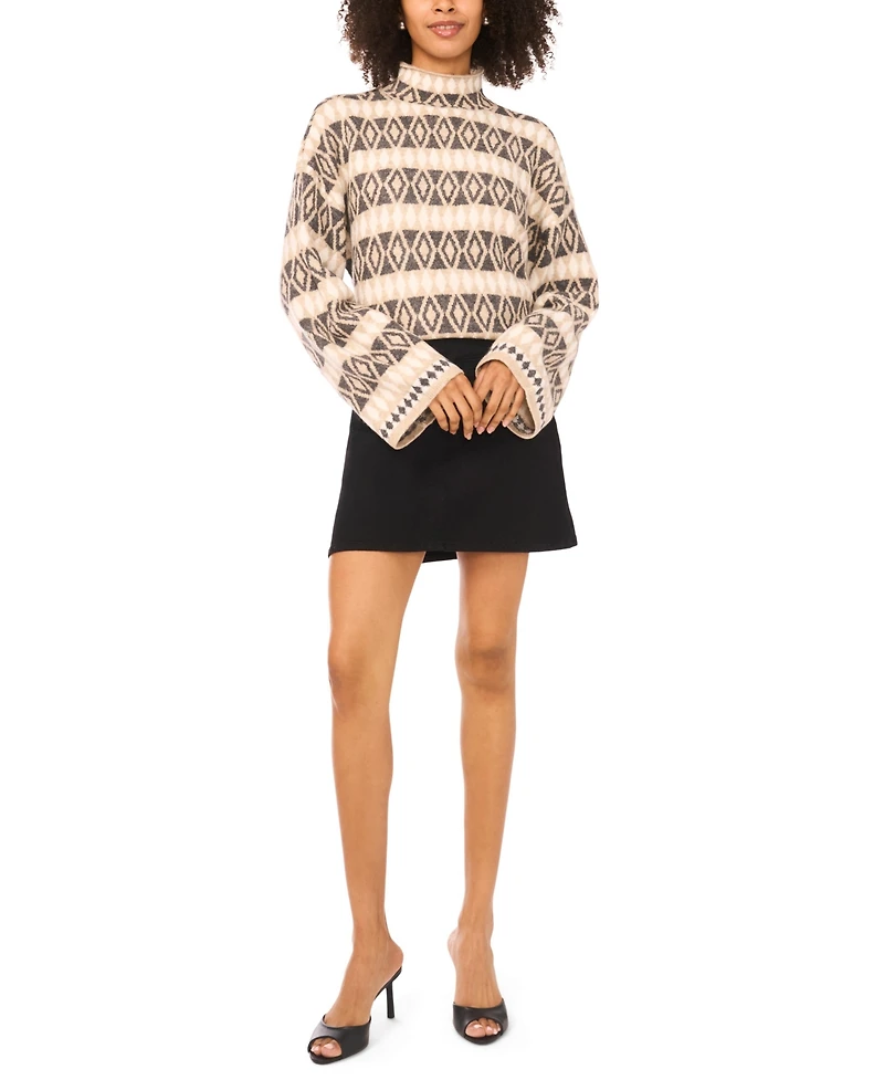 Vince Camuto Women's Diamond Pattern Turtle Neck Sweater