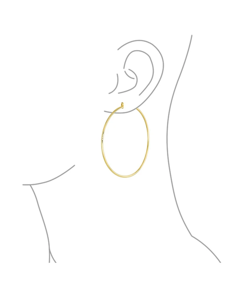 Bling Jewelry Set of 2 Minimalist Hoop Earrings 2MM Gold Plated in 2 Inch & 2.75 Inch