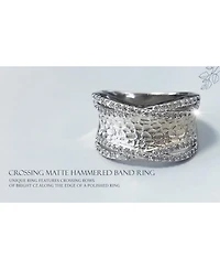 Bling Jewelry Modern Criss Cross Cz Accent Cocktail Statement Ring Brushed Matte Silver Tone Band