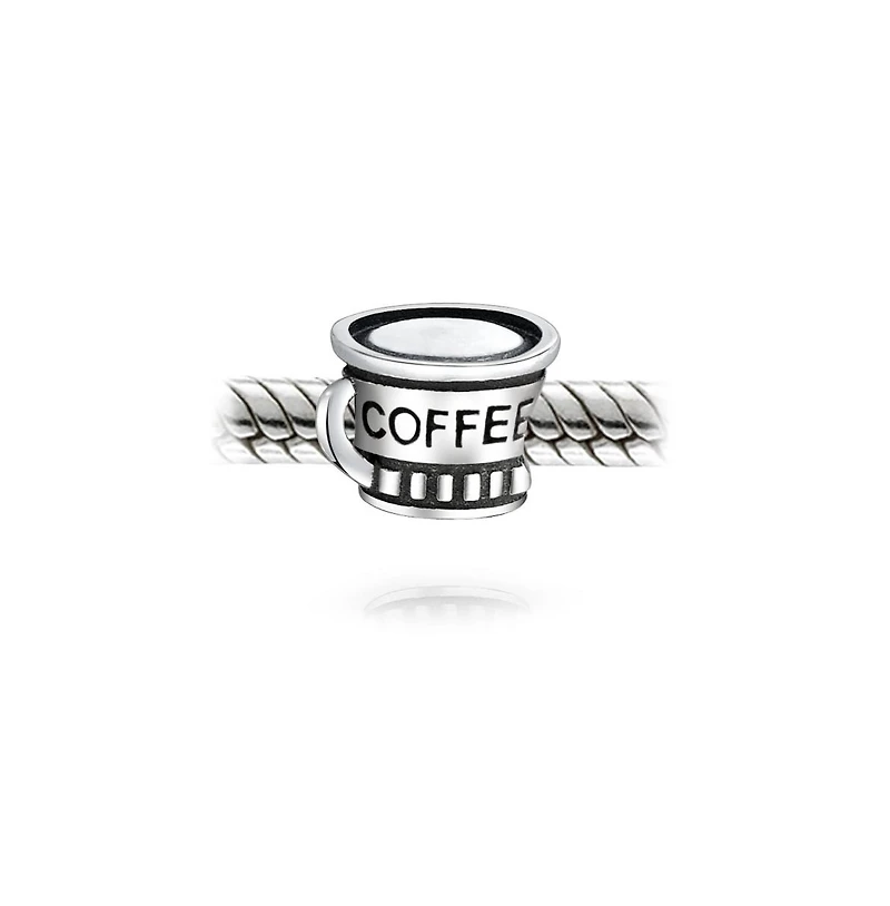 Bling Jewelry Set of 2 Latte Travel Mug Cup Coffee and Calculator Charm Bead Sterling Silver