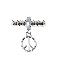 Bling Jewelry Set of 2 Inspirational World Peace Sign & Dove Dangle Charm Bead Sterling Silver