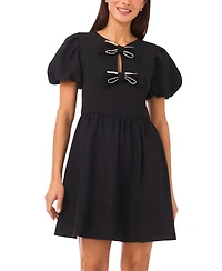 CeCe Women's Short Puff Sleeve Bow Dress