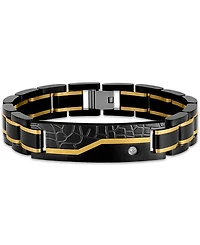 Esquire Men's Jewelry Diamond Watch Link Bracelet (1/20 ct. t.w.) in Black & Gold Ion-Plated Stainless Steel, Created for Macy's