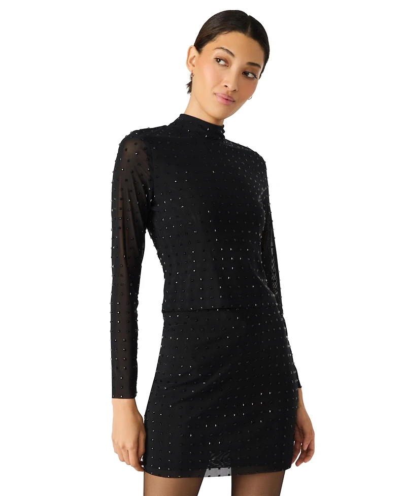 Steve Madden Women's Melvina Mock Neck Long Sleeve Top