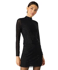 Steve Madden Women's Melvina Mock Neck Long Sleeve Top